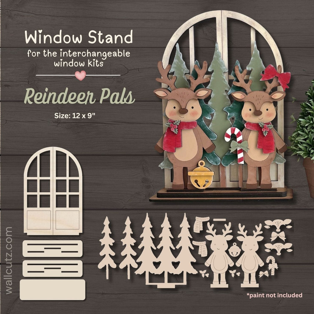 Reindeer Pals - Interchangeable Wood Window Kit