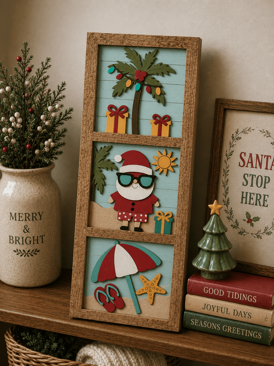 WallCutz  Santa Beach Christmas – Interchangeable 5x5 Wood Kit Wood Kit