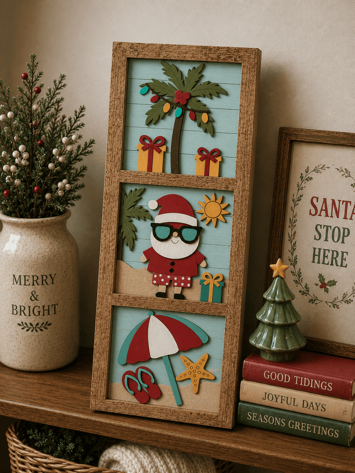 WallCutz  Santa Beach Christmas – Interchangeable 5x5 Wood Kit Wood Kit