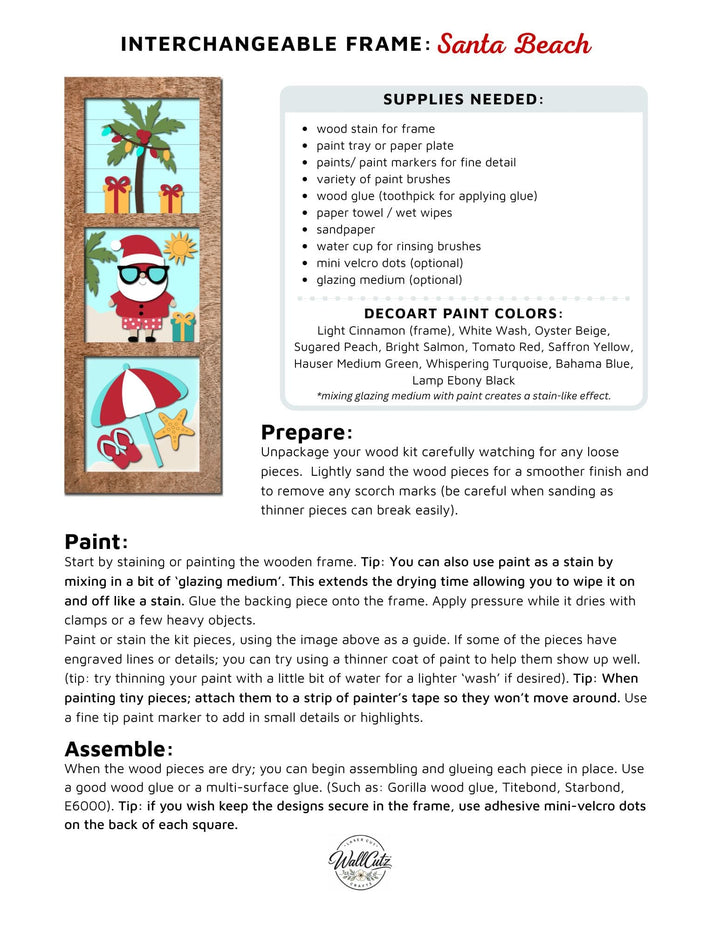 WallCutz  Santa Beach - Christmas Interchangeable 5x5 Wood Kit Wood Kit