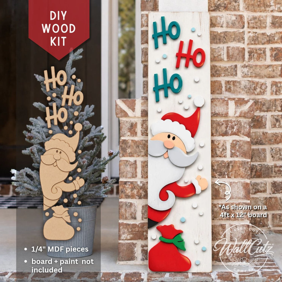 Santa Claus Ho Ho Ho porch leaner DIY wood kit, unpainted pieces and finished sign – WallCutz