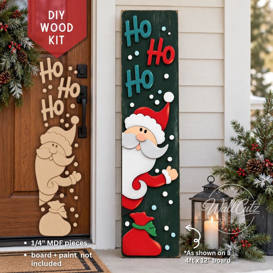 Santa Claus Ho Ho Ho porch leaner DIY wood kit, second view – WallCutz