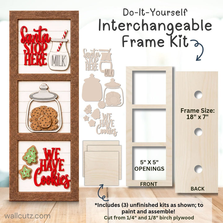 Santa Stop Here - Christmas Interchangeable 5x5 Wood Kit