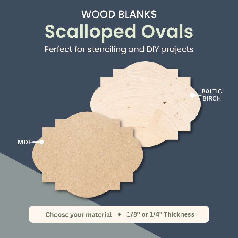 Scalloped oval wood blanks in MDF or Baltic birch for stenciling and DIY sign projects – WallCutz
