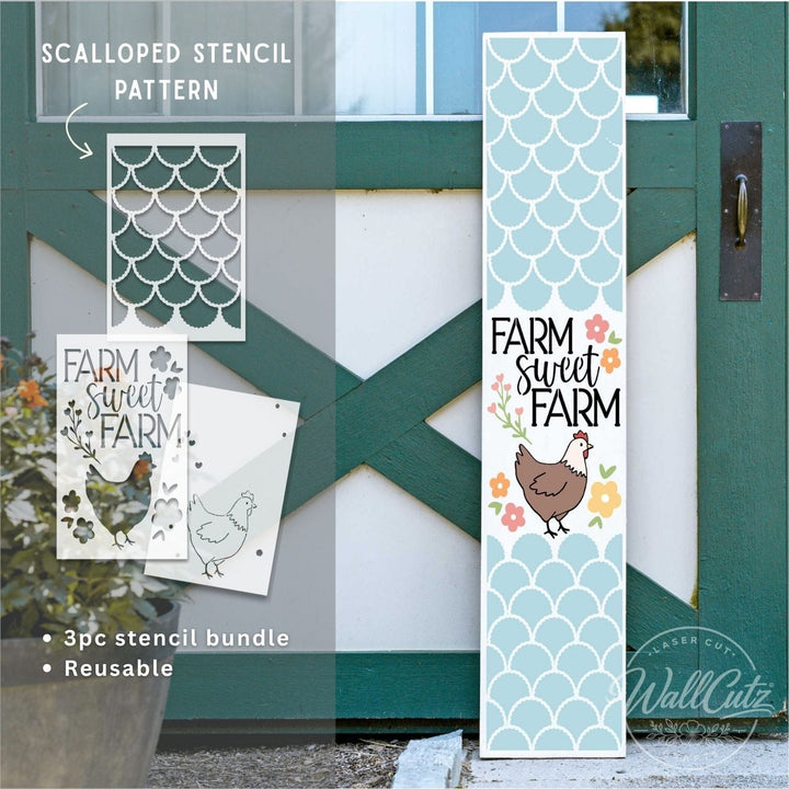 Scalloped Pattern Farm Chicken - Reusable Stencil