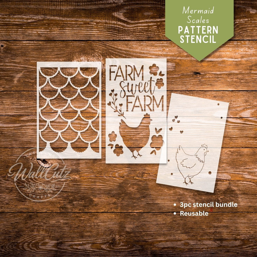 Scalloped Pattern Farm Chicken - Reusable Stencil