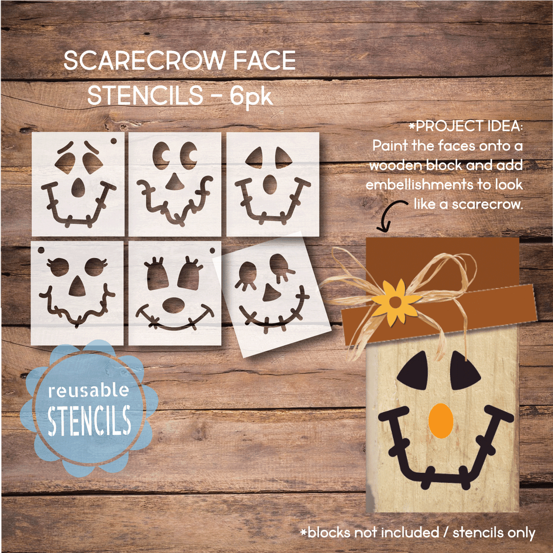 WallCutz  Scarecrow Faces / 6pc Stencil Pack Stencil