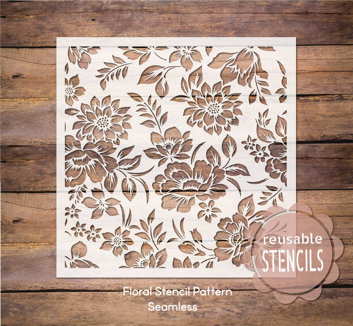 WallCutz  Seamless Floral Pattern-(J) Botanical Stencil Stencil