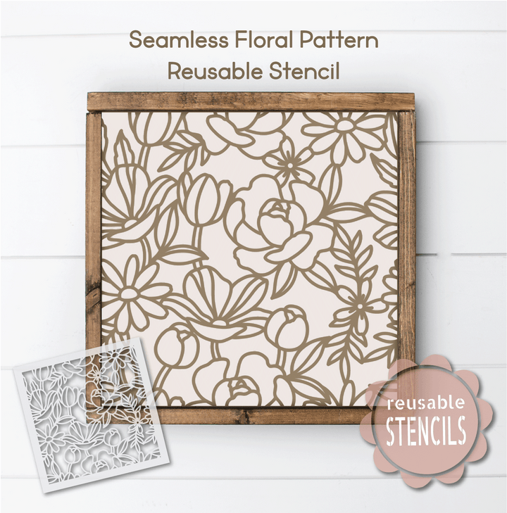 WallCutz  Seamless  Floral Pattern / Peony Stencil Stencil