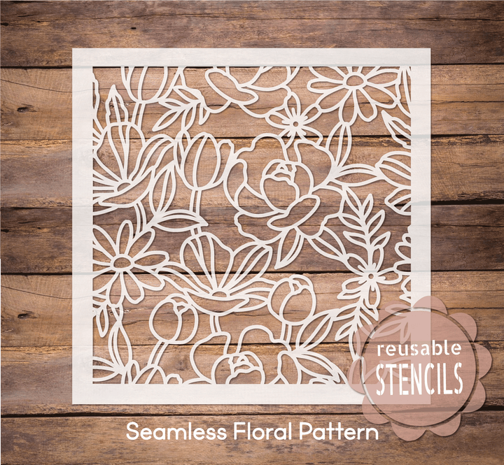 WallCutz  Seamless  Floral Pattern / Peony Stencil Stencil