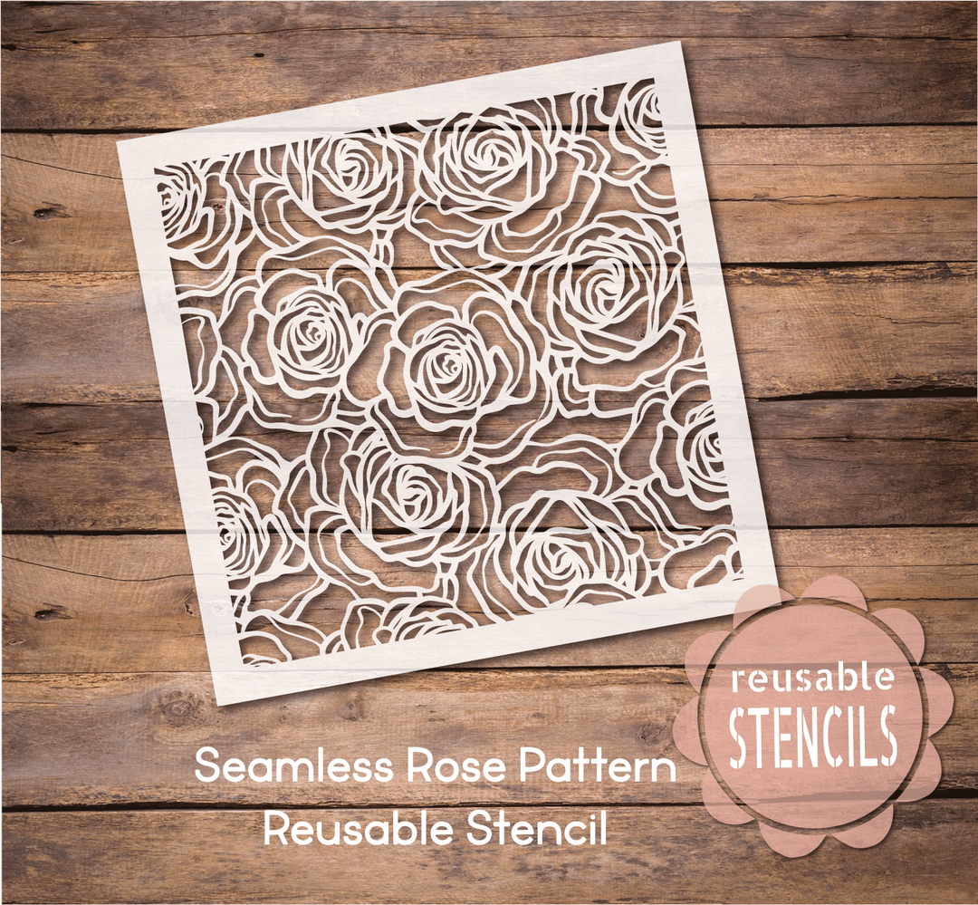 WallCutz  Seamless Rose Bloom Pattern / Reusable Stencil (L) Stencil
