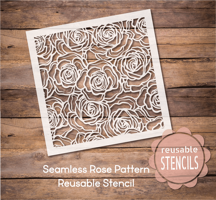 WallCutz  Seamless Rose Bloom Pattern / Reusable Stencil (L) Stencil