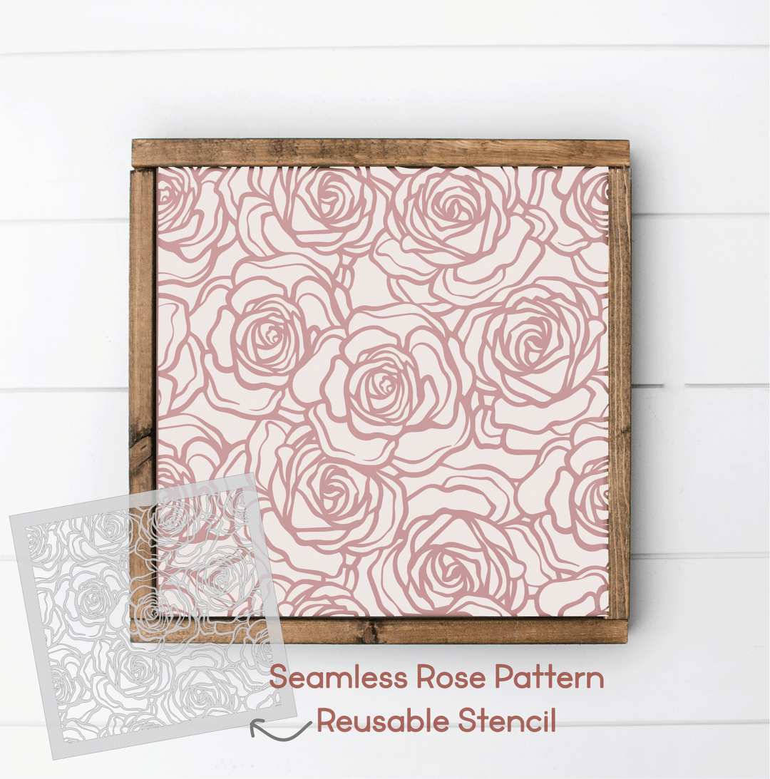WallCutz  Seamless Rose Bloom Pattern / Reusable Stencil (L) Stencil