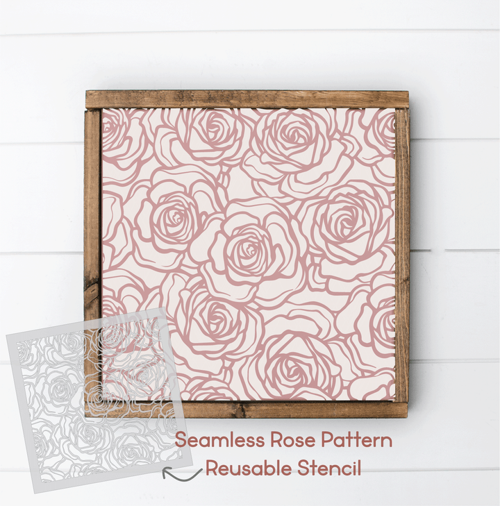 WallCutz  Seamless Rose Bloom Pattern / Reusable Stencil (L) Stencil