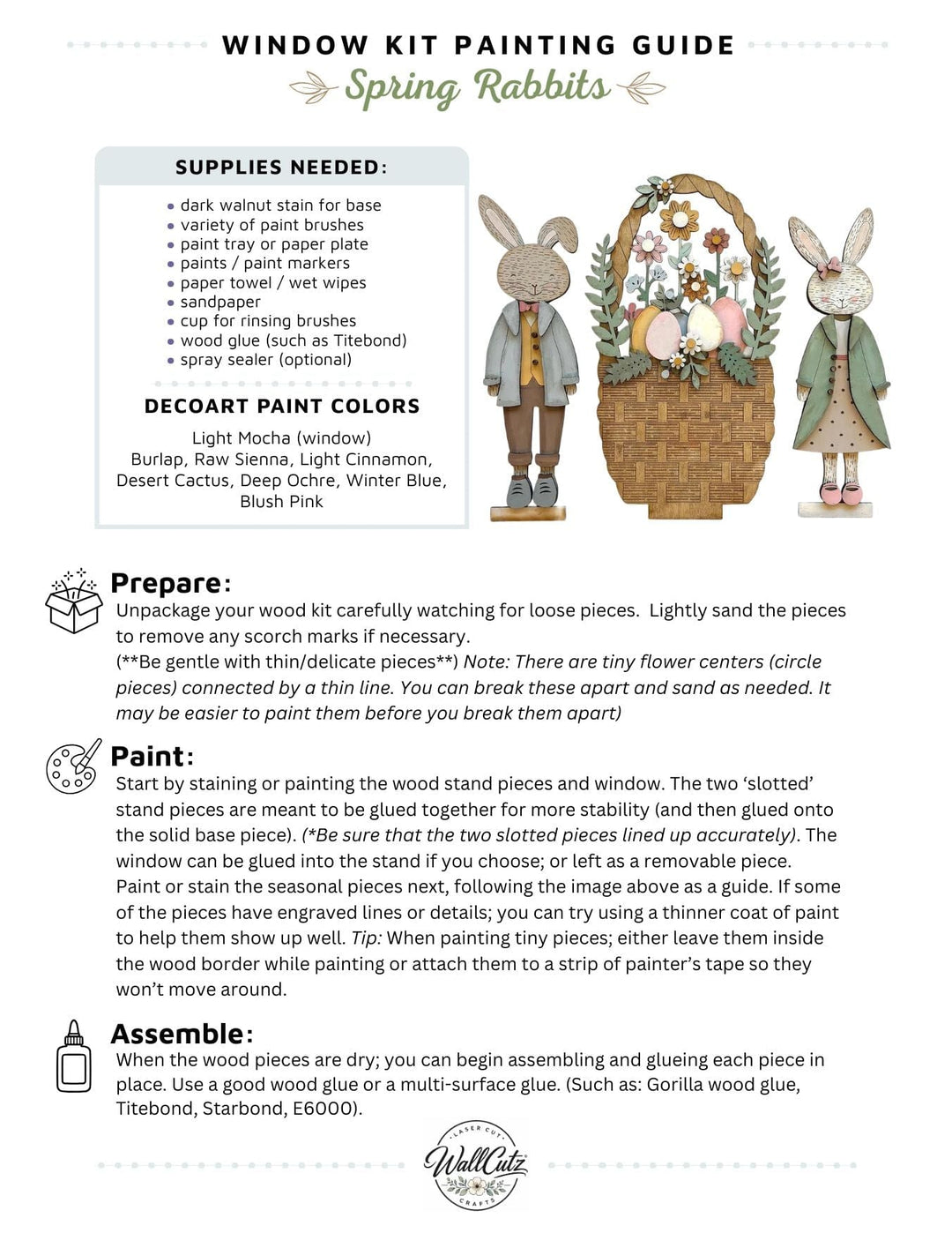 WallCutz  Spring Rabbit Friends with Easter Basket - Interchangeable Window Kit Wood Kit
