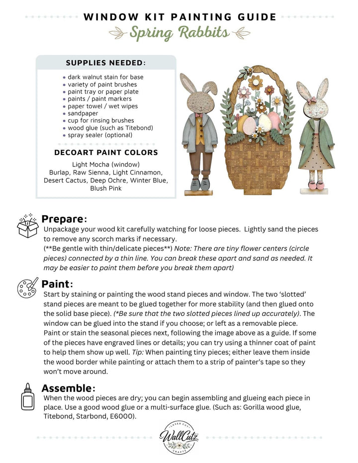 WallCutz  Spring Rabbit Friends with Easter Basket - Interchangeable Window Kit Wood Kit