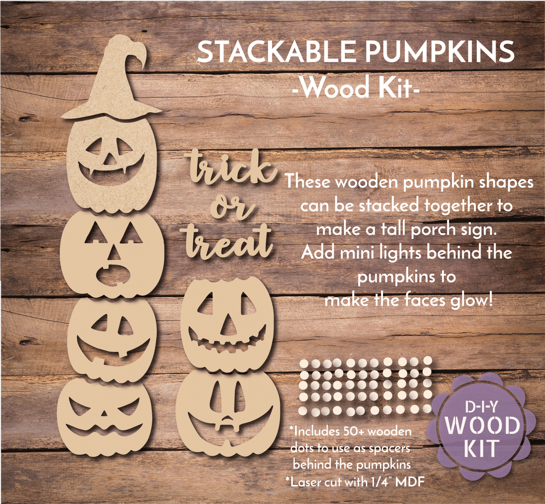 WallCutz  Stackable Wooden Pumpkin Faces / WOOD KIT Wood Kit