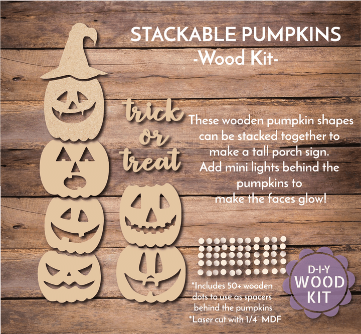 WallCutz  Stackable Wooden Pumpkin Faces / WOOD KIT Wood Kit