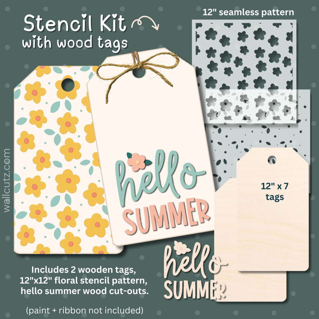 WallCutz  STENCIL KIT / Hello Summer Tag Kit Wood Kit