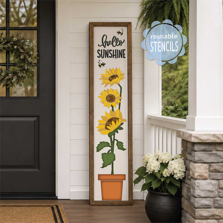 Hello Sunshine Sunflower Porch Leaner Stencil