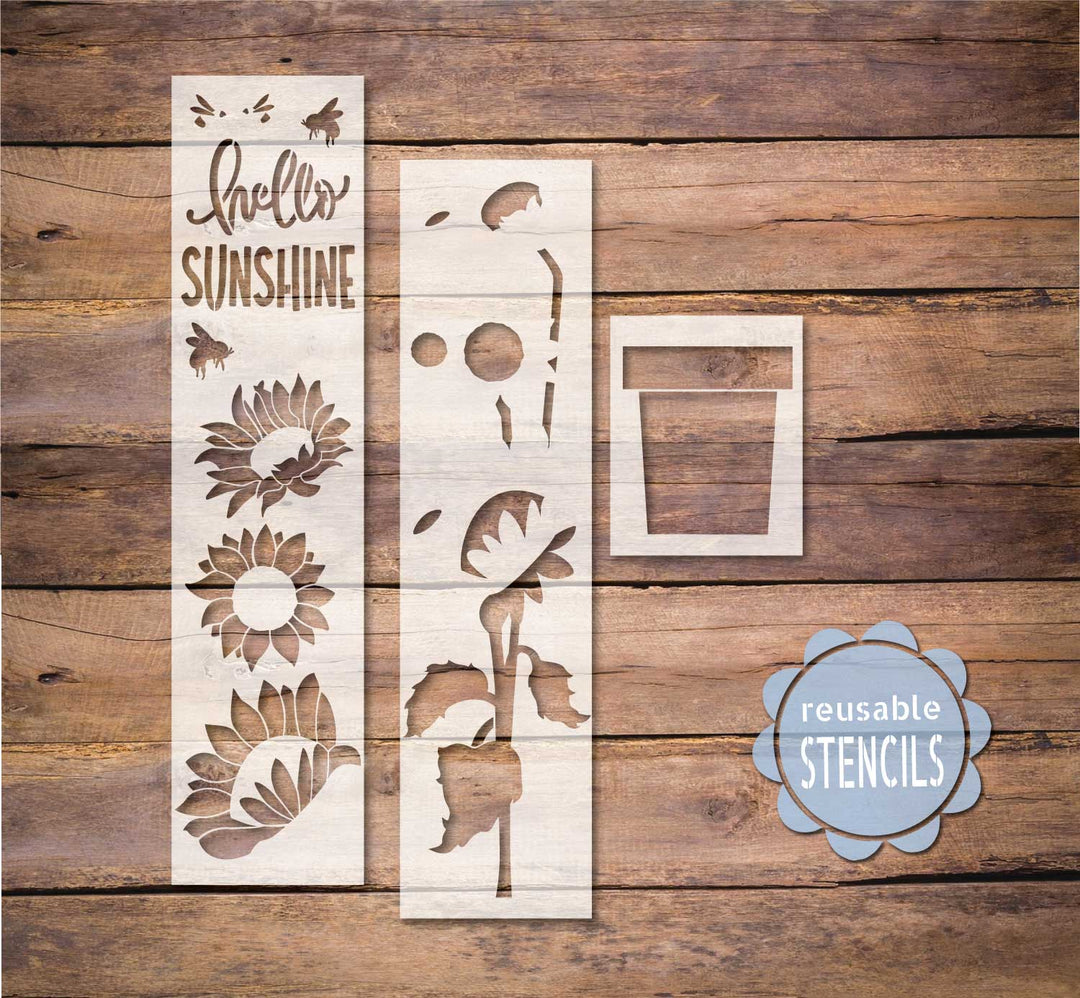 Hello Sunshine Sunflower Porch Leaner Stencil