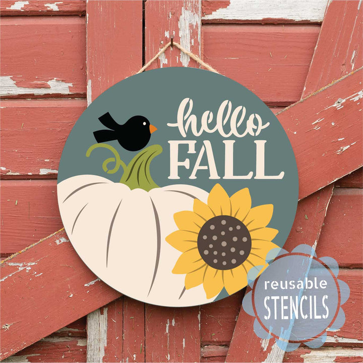 Stincil Fall Sunflower Pumpkin Hello Fall Stencil | WallCutz – WallCutz Crafts