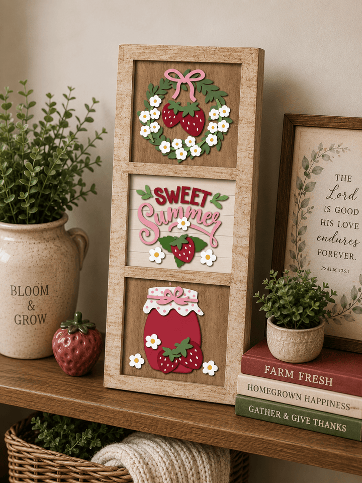 WallCutz  Sweet Summer Strawberry Jam – Interchangeable 5x5 Wood Kit Wood Kit