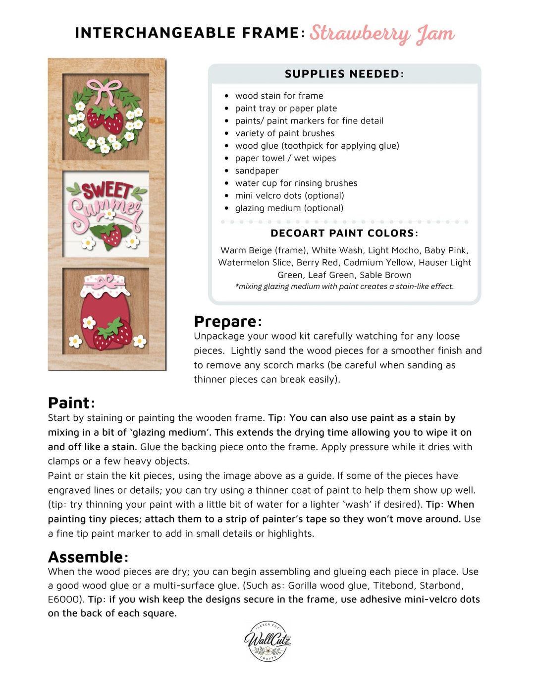 WallCutz  Sweet Summer Strawberry Jam – Interchangeable 5x5 Wood Kit Wood Kit