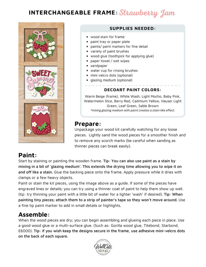 WallCutz  Sweet Summer Strawberry Jam – Interchangeable 5x5 Wood Kit Wood Kit