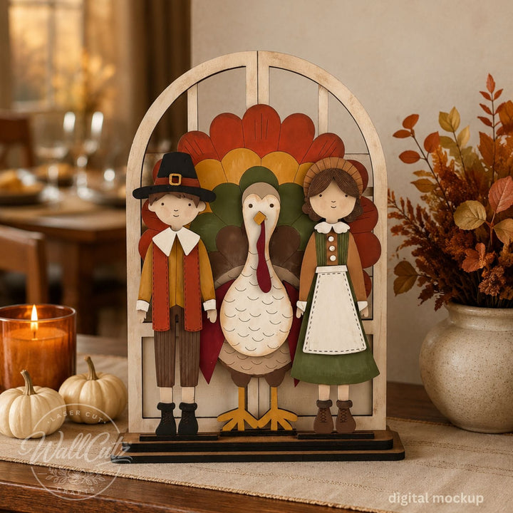 Thanksgiving Friends - Interchangeable Wood Window Kit