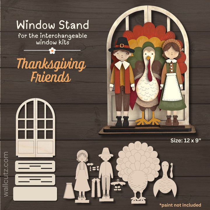 Thanksgiving Friends - Interchangeable Wood Window Kit