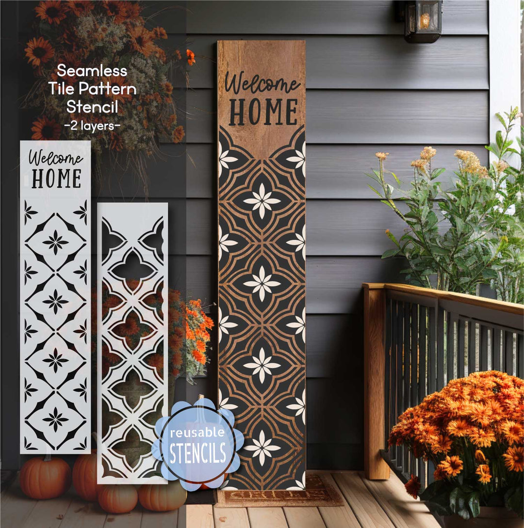 WallCutz  Tile Pattern / Seamless Stencil / Welcome Home Stencil