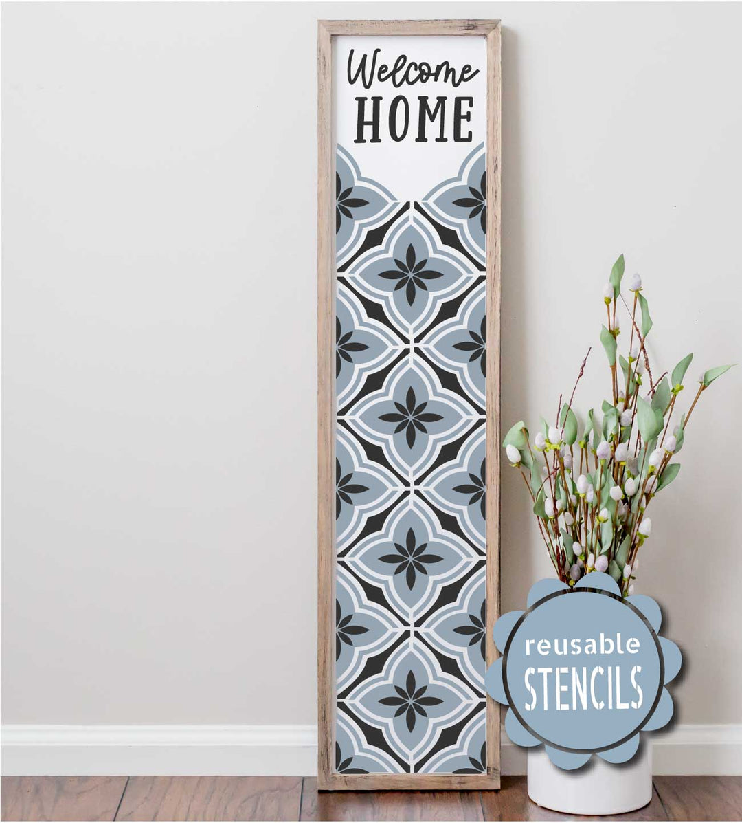 WallCutz  Tile Pattern / Seamless Stencil / Welcome Home Stencil