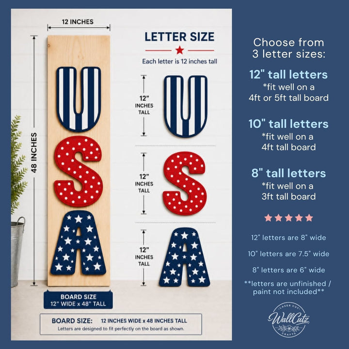 WallCutz  USA Wood Letter Porch Sign – DIY Patriotic Kit wood kit