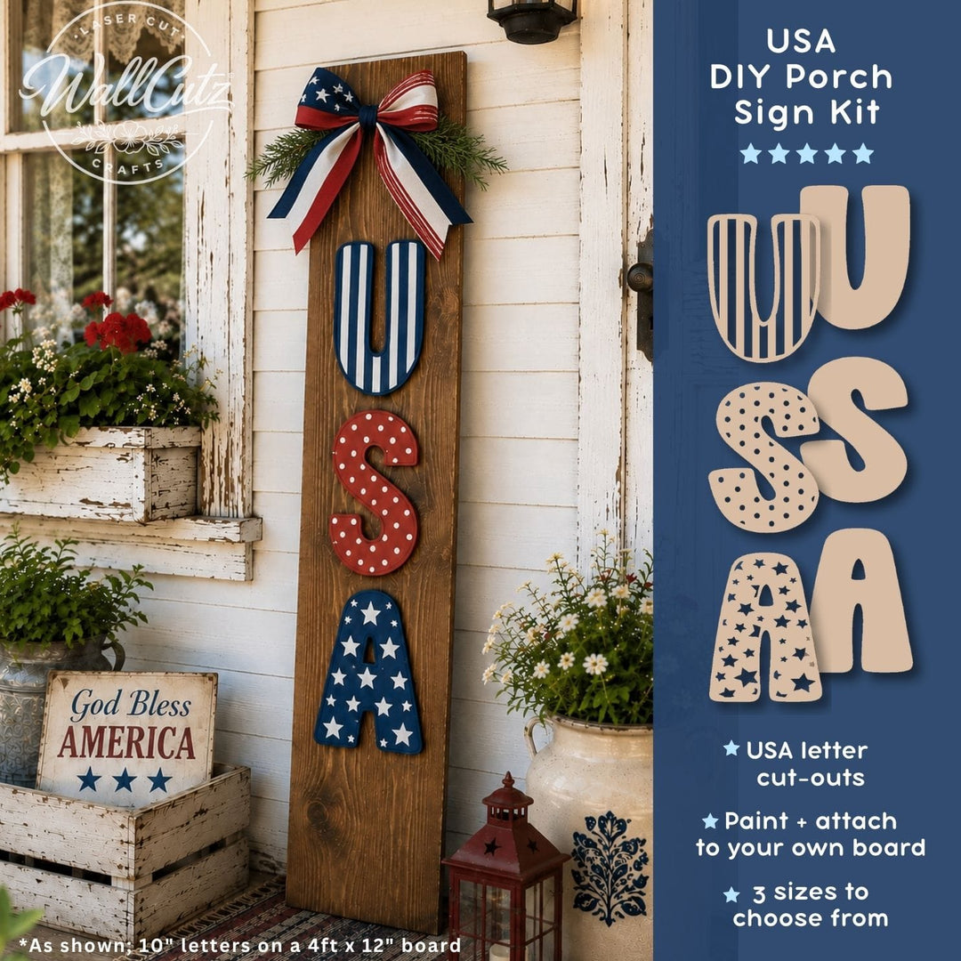 WallCutz  USA Wood Letter Porch Sign – DIY Patriotic Kit wood kit