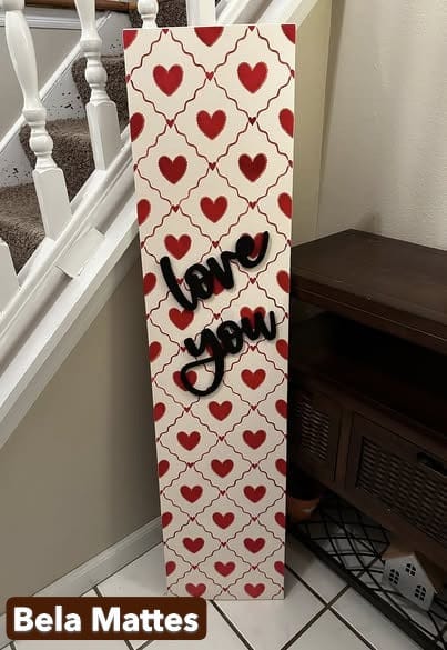 WallCutz  Valentine Stencil Pattern with Wooden 'Love You' words Stencil