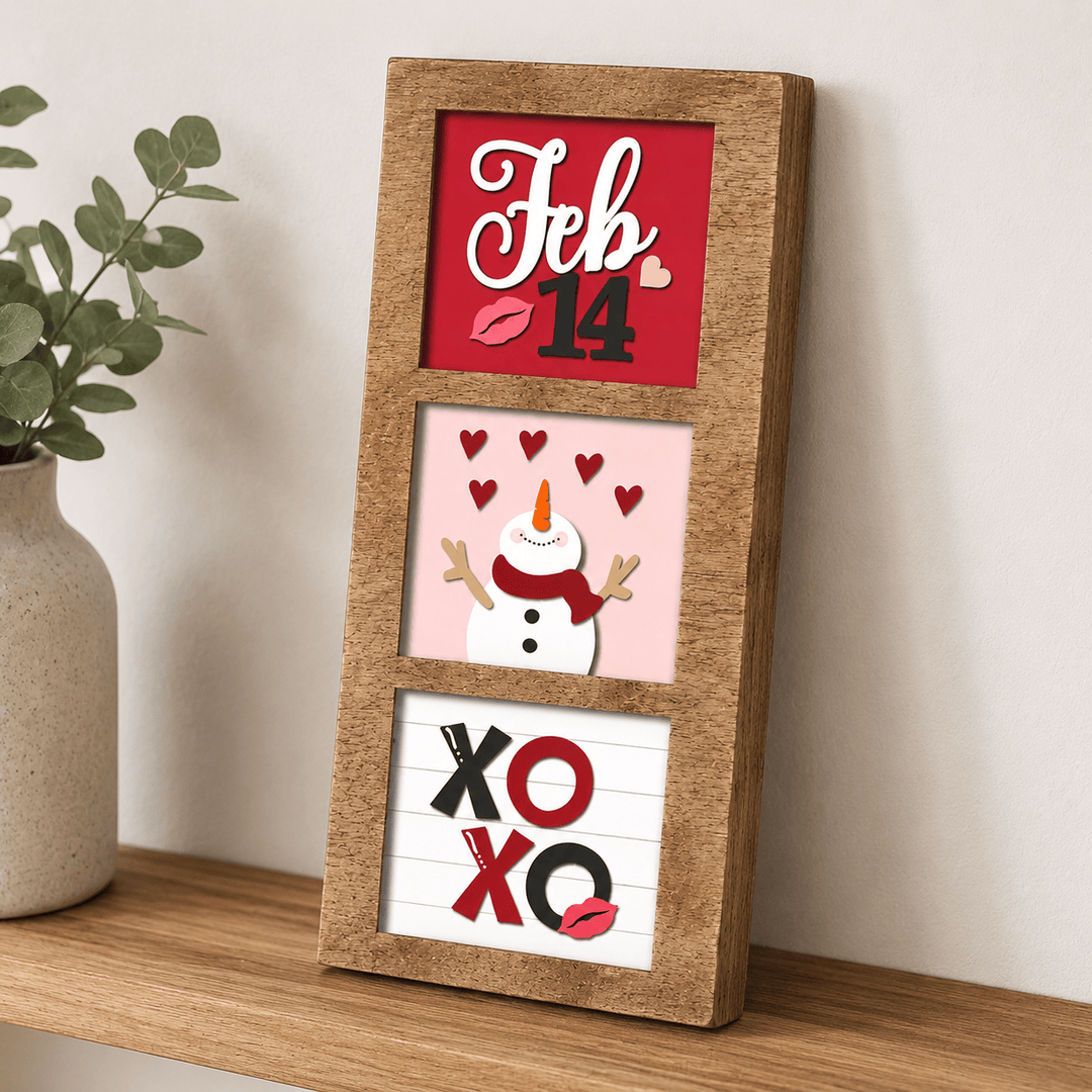 WallCutz  Valentine XOXO & Hearts – Interchangeable 5x5 Wood Kit Wood Kit