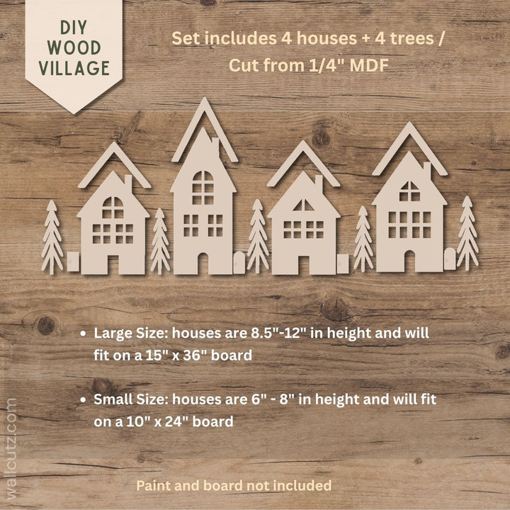 Christmas Village Houses & Trees / DIY Wood Kit
