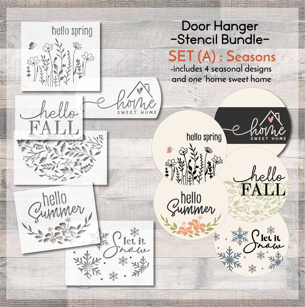 SET (A) Door Hanger Stencil Bundle / Seasonal| WallCutz Crafts