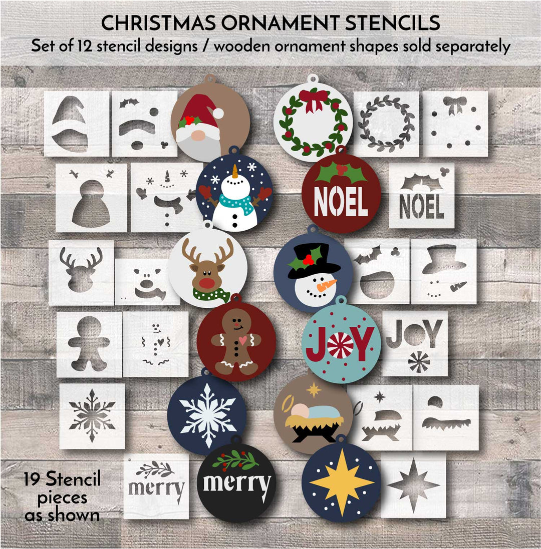 WallCutz  Christmas Ornament Stencils / 12 Designs Stencil