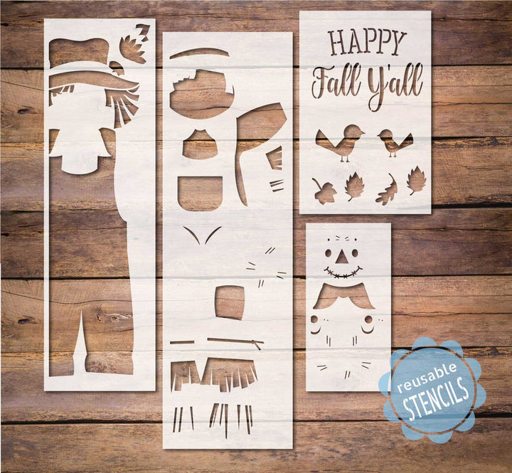 WallCutz  Scarecrow Porch Stencil / Happy Fall Y'all Stencil
