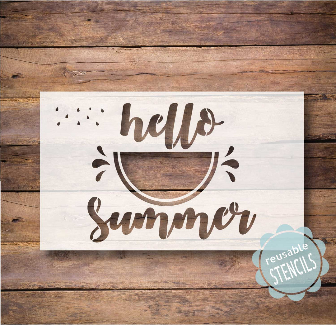 WallCutz  Hello Summer Watermelon / Door Mat Stencil Stencil