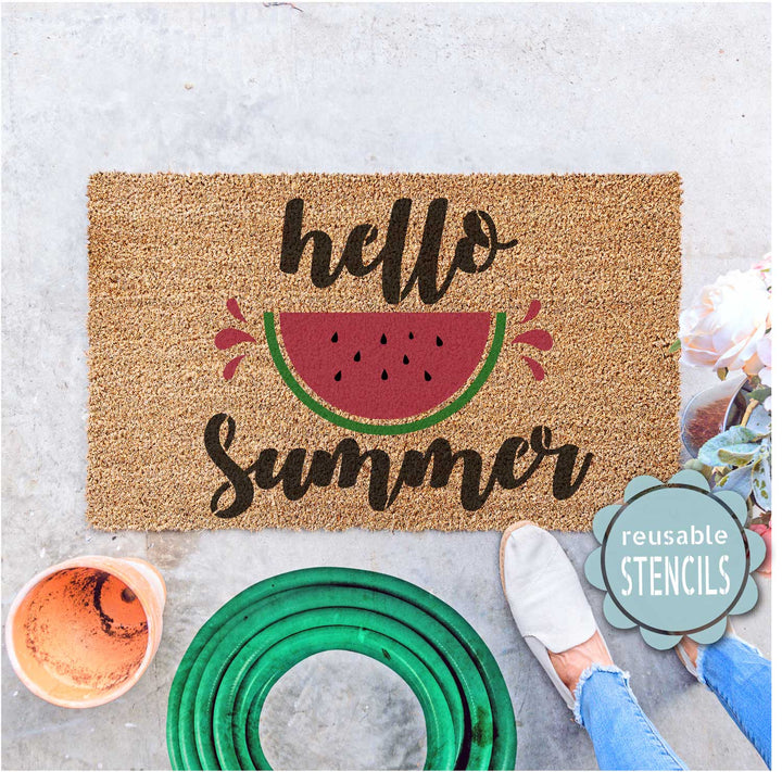 WallCutz  Hello Summer Watermelon / Door Mat Stencil Stencil