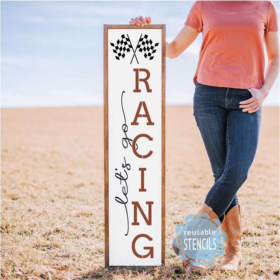 Let's Go Racing / Porch Stencil| WallCutz Crafts