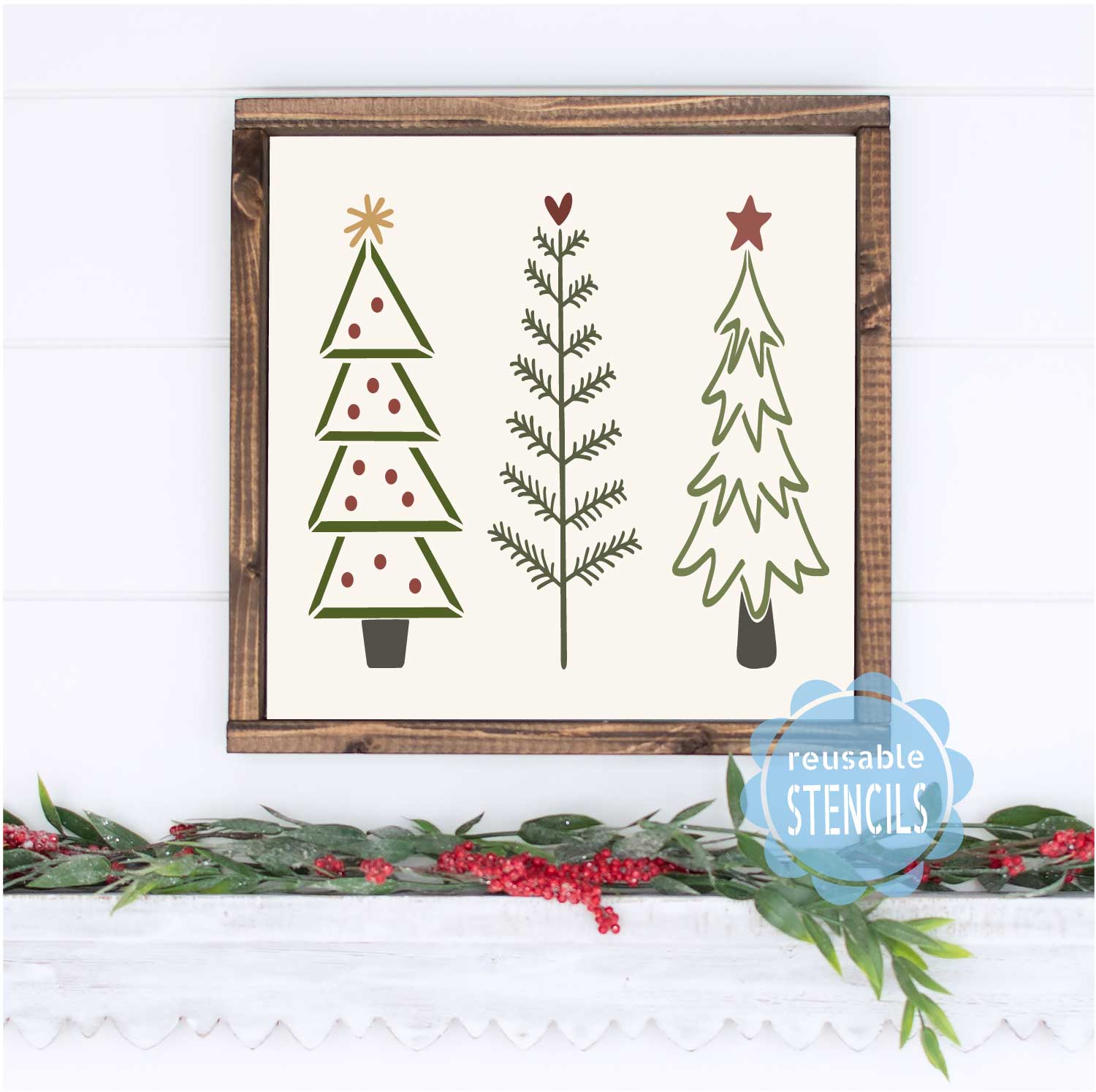 Primitive Hand-Drawn Christmas Tree / 4pk Stencil Bundle – WallCutz Crafts primitive-hand-drawn-christmas-tree-4pk-stencil-bundle-wallcutz-crafts