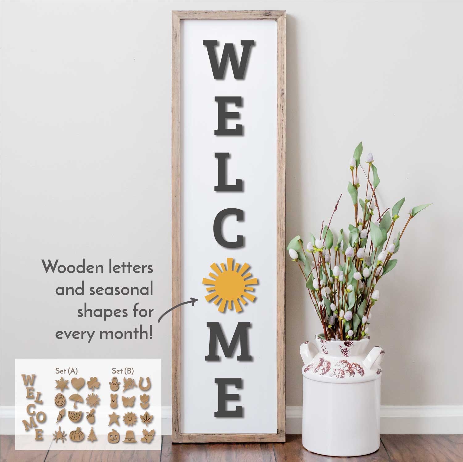 Interchangeable Seasonal Welcome Wood Kit | WallCutz – WallCutz Crafts