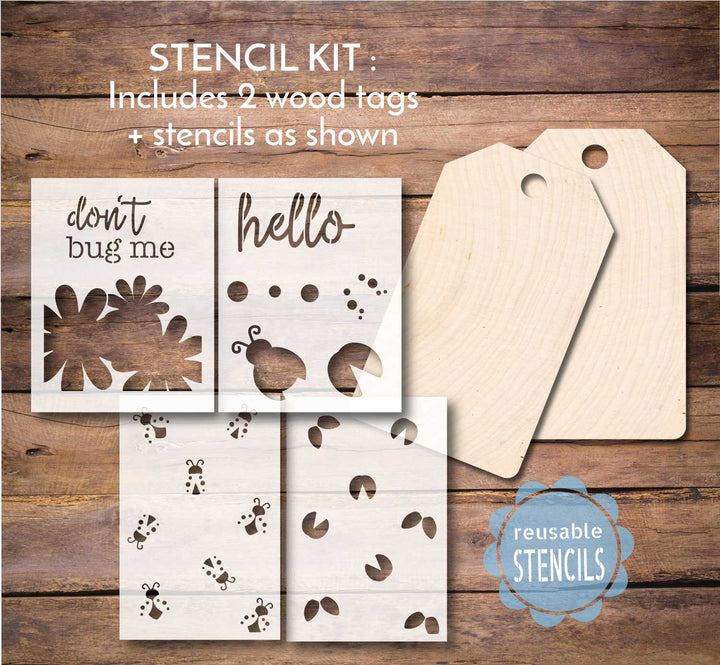 WallCutz  STENCIL KIT / Don't Bug Me Ladybug with Wood Tags Wood Kit
