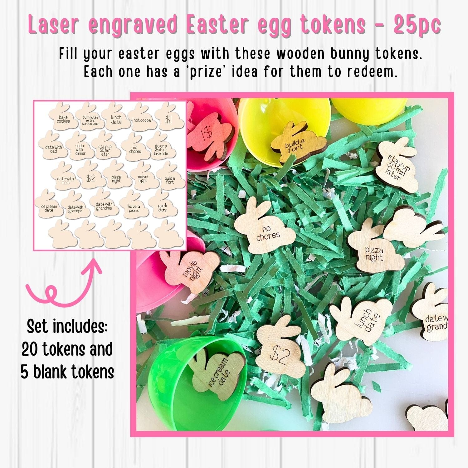 Easter Egg Tokens / Wood Bunny Tokens / Set of 25 – WallCutz Crafts