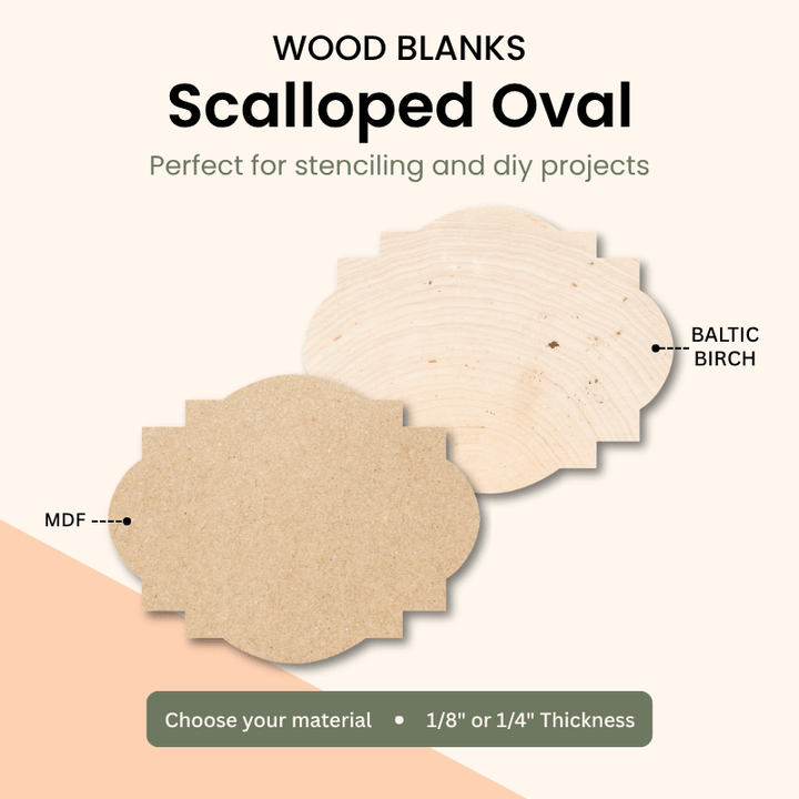Wood blanks scalloped oval shape, MDF or birch – WallCutz