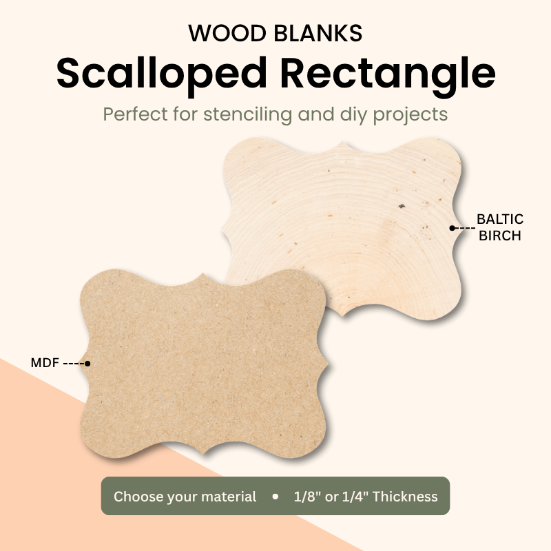 Wood blanks scalloped rectangle shape, MDF or birch – WallCutz